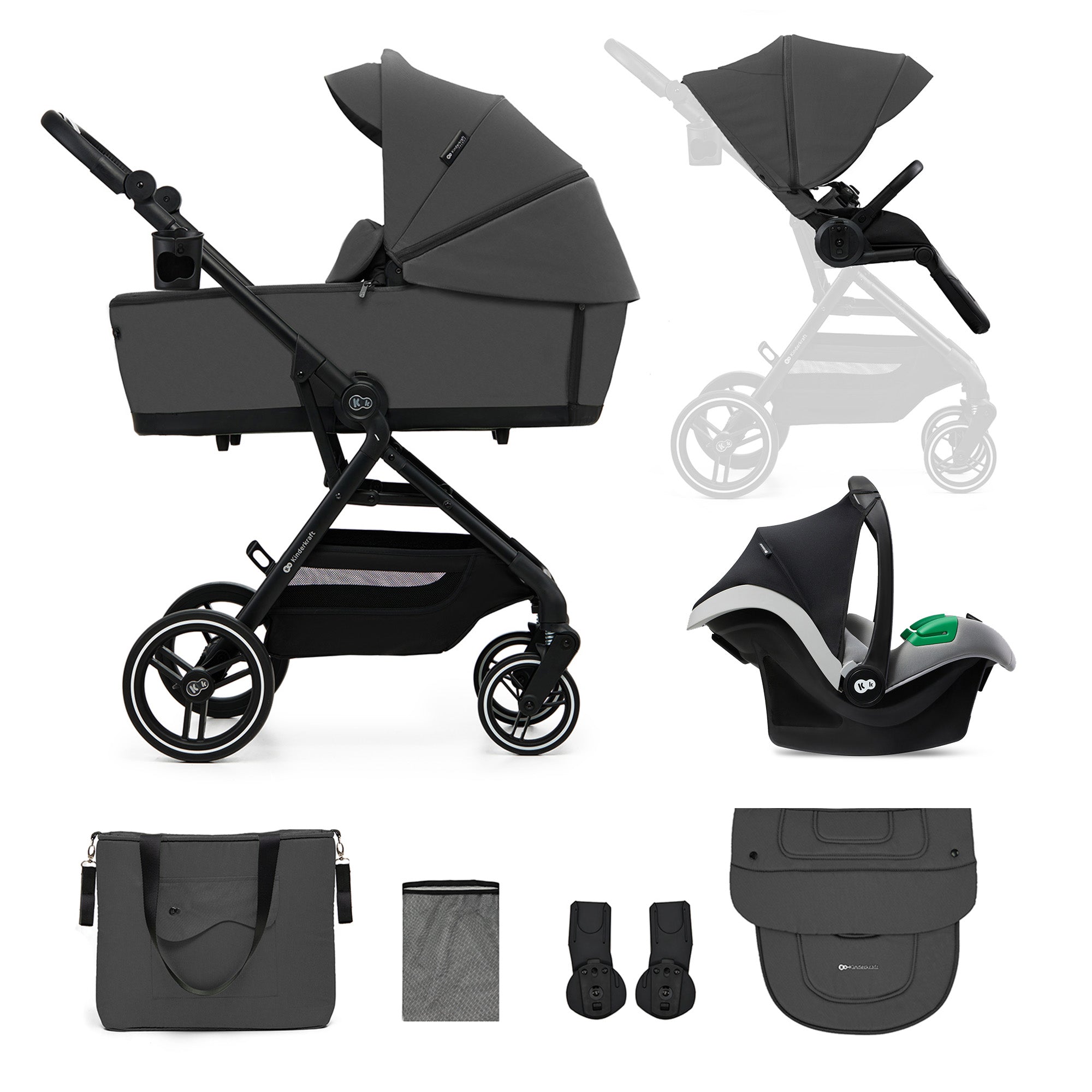 Kinderkraft YOXI бебешка количка 3в1 MOONLIGHT GREY