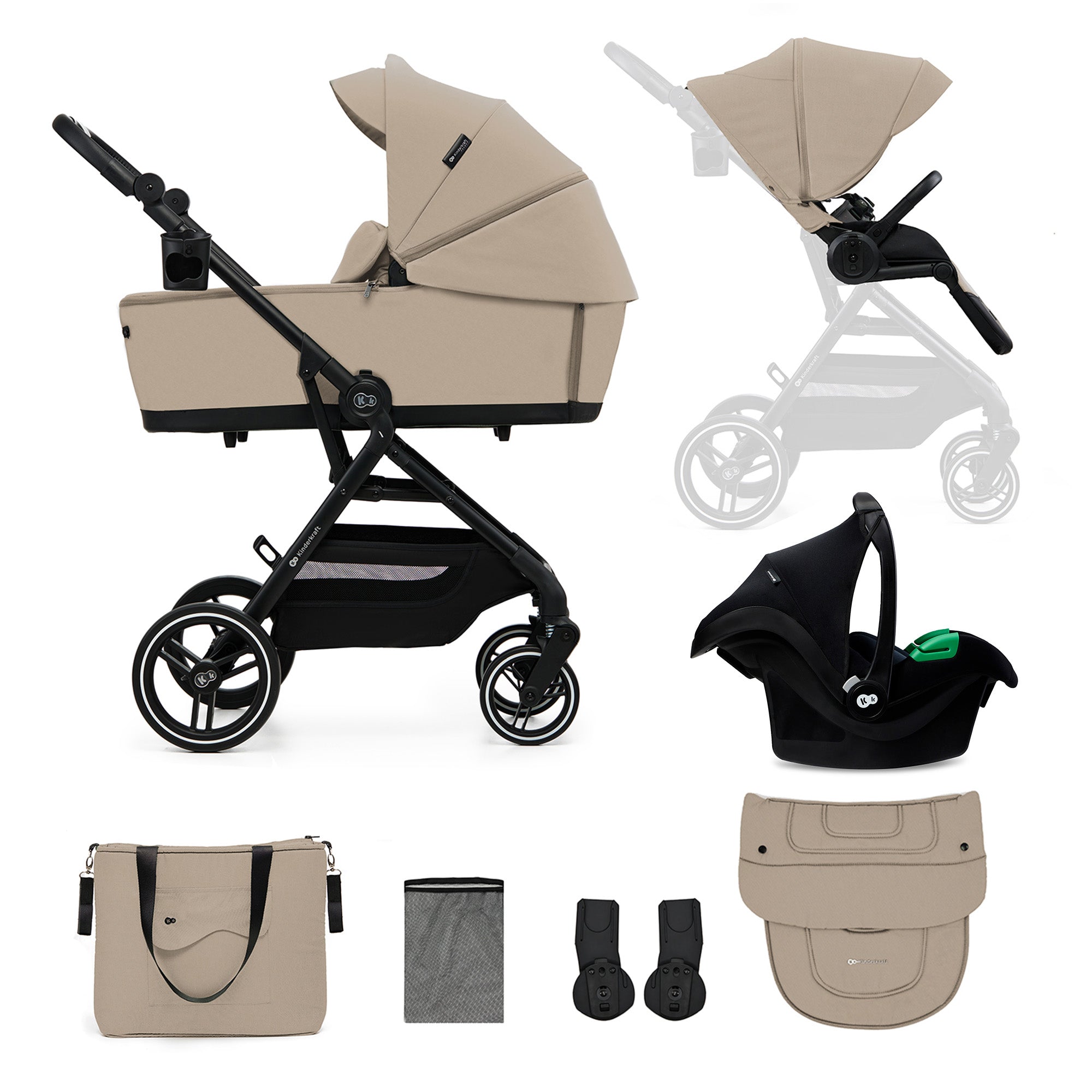 Kinderkraft YOXI бебешка количка 3в1 SAND BEIGE