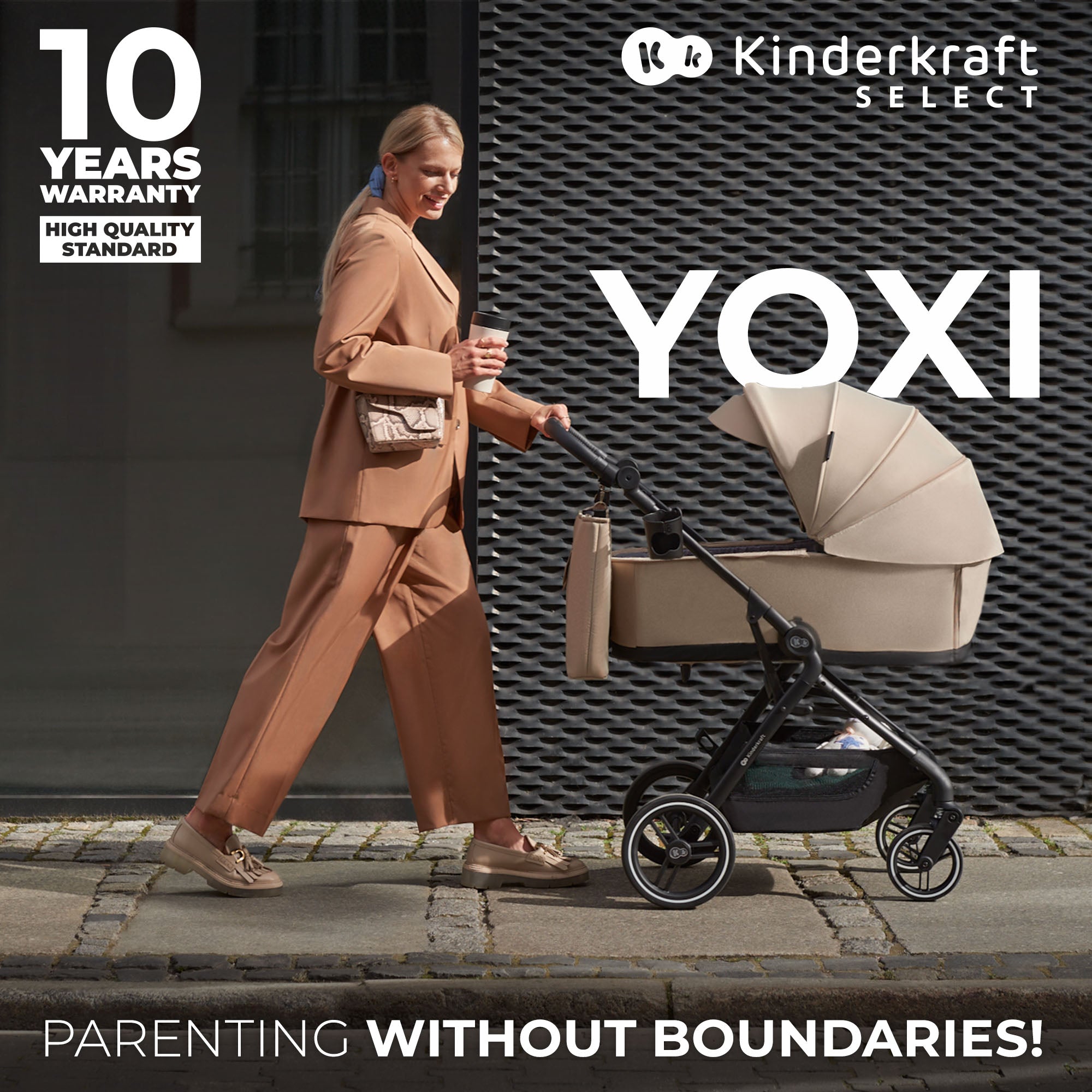 Kinderkraft YOXI бебешка количка 3в1 SAND BEIGE