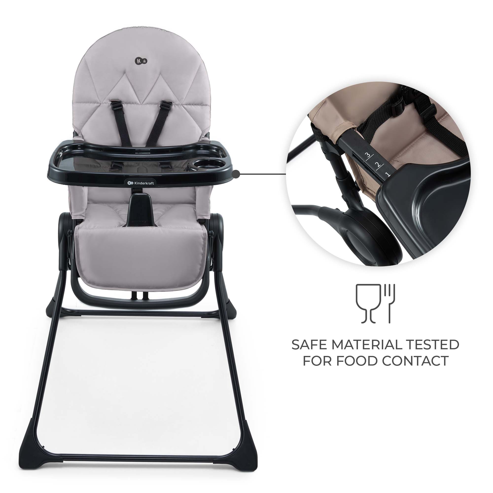 Kinderkraft BINCI столче за хранене GREY