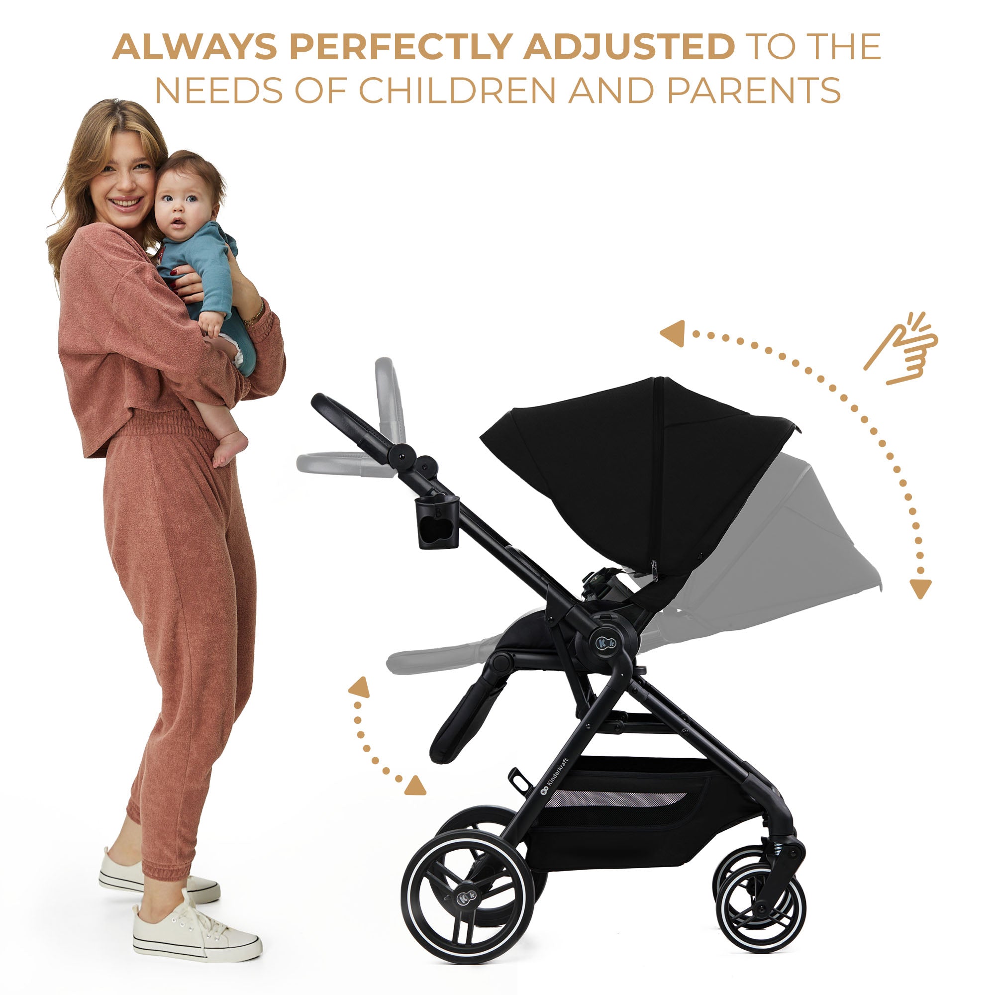 Kinderkraft YOXI бебешка количка 3в1 PURE BLACK