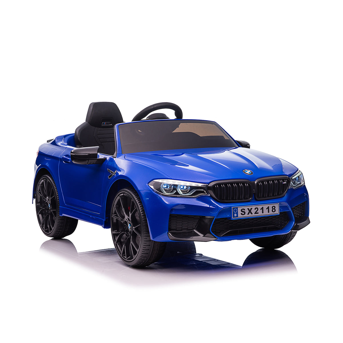 Chipolino Електрическа кола BMW M5 синя, EVA гуми, кожена