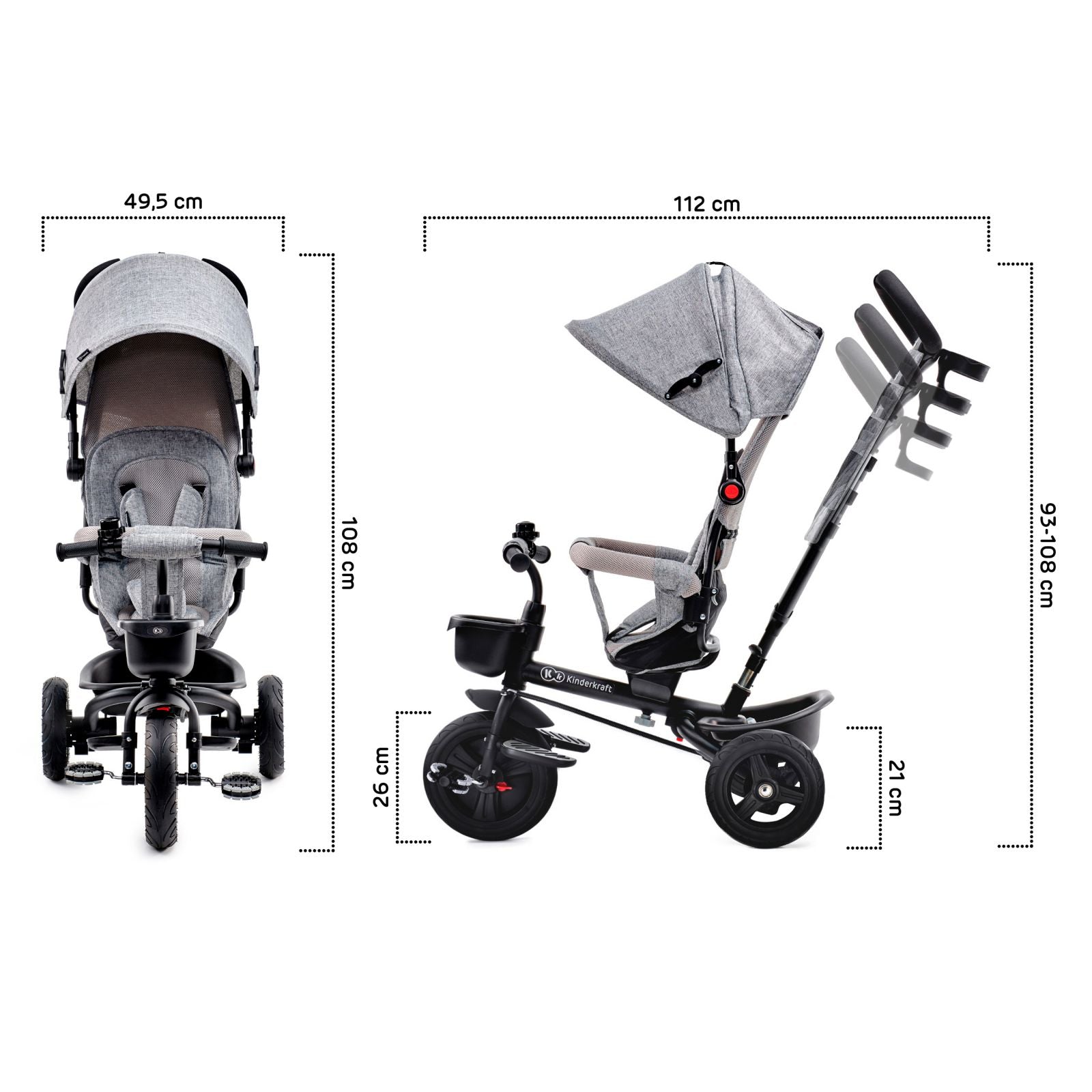 KinderKraft AVEO LIGHT GREY триколка KRAVEO00LGR0000