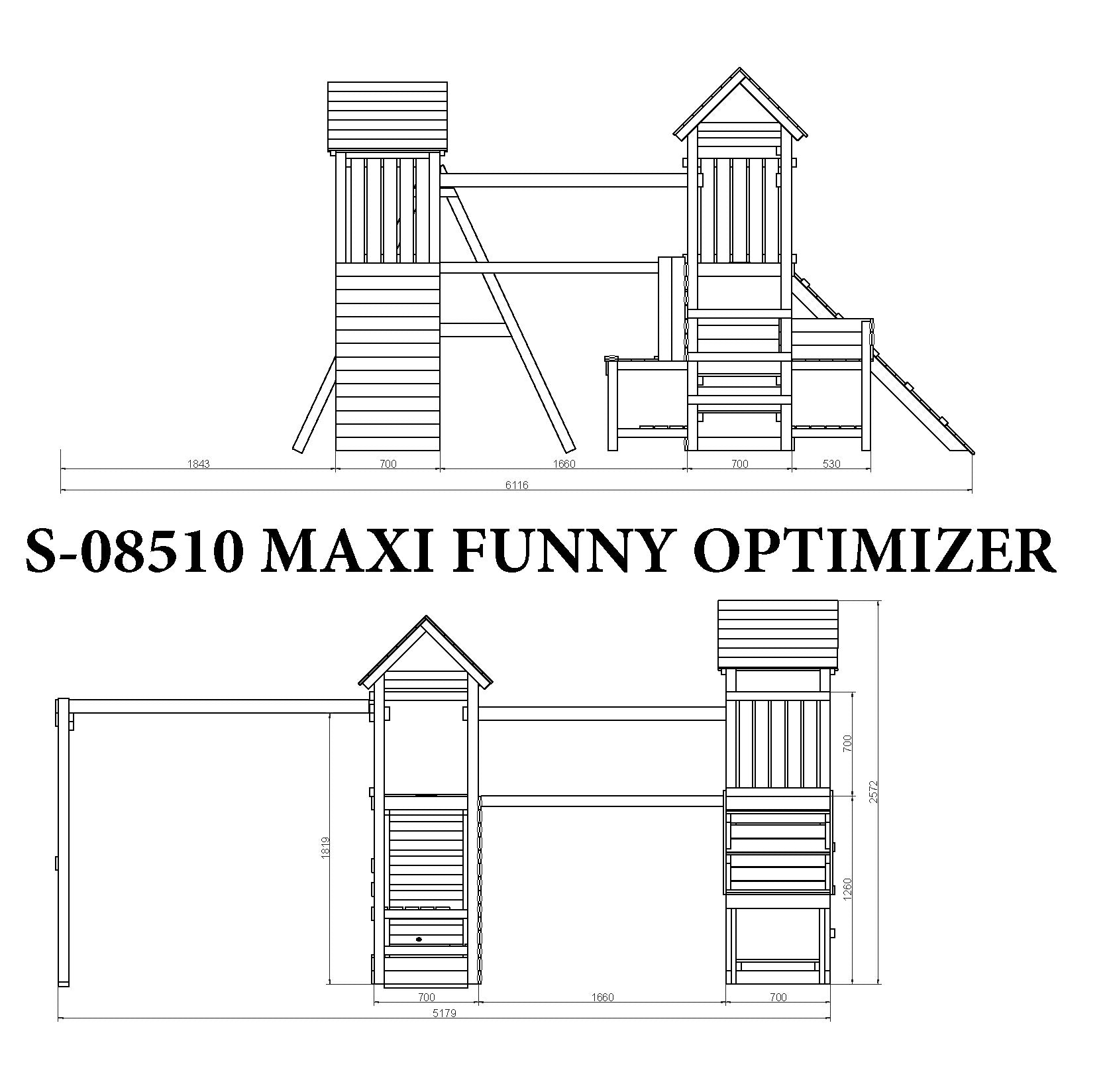 Fungoo 08510T Optimizer TEAK детска площадка с 3 кули, пързалка и люлка