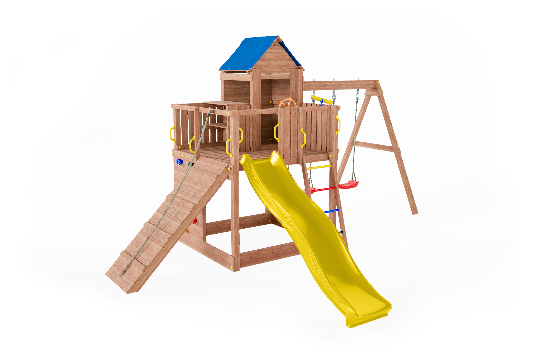 Fungoo 05130 TREEHOUSE дървена детска площадка с пързалка и люлки