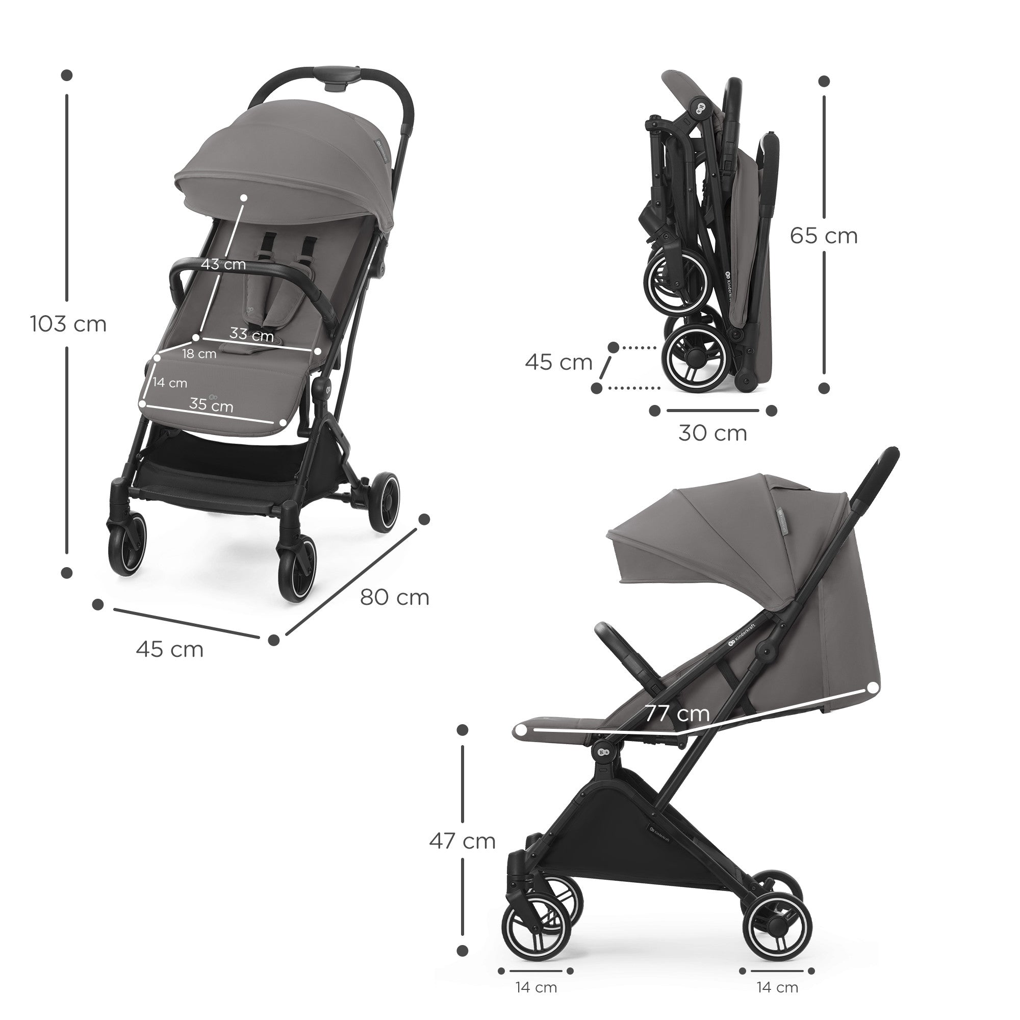 KinderKraft бебешка количка INDY 2 Cozy Grey KSINDY00GRY0000