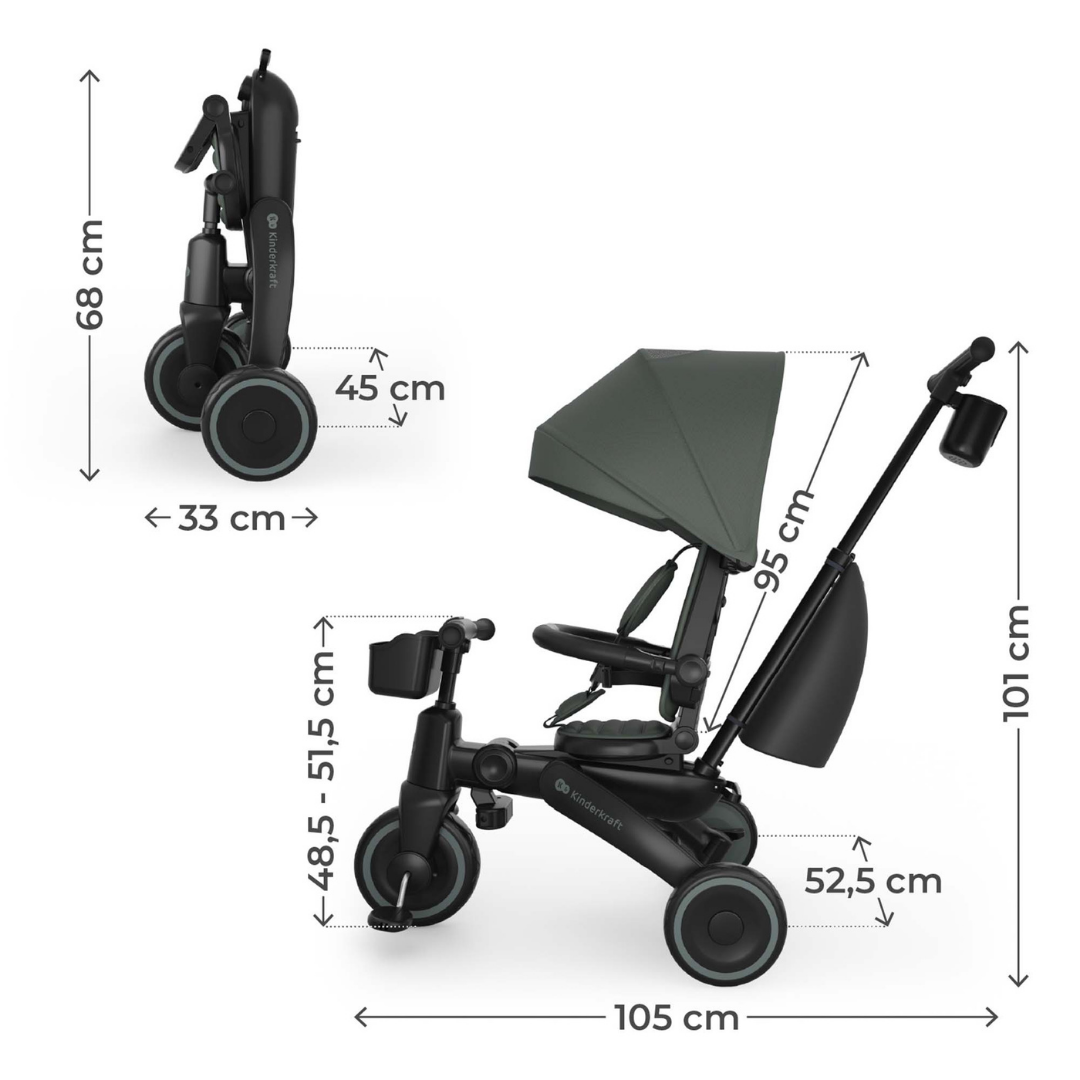 KinderKraft JAZZ 3 сгъваема триколка ЗЕЛЕНА