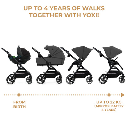 Kinderkraft YOXI бебешка количка 3в1 MOONLIGHT GREY