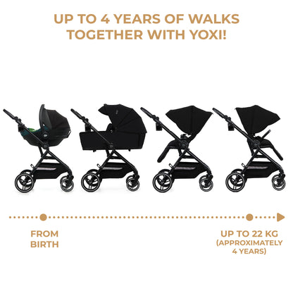 Kinderkraft YOXI бебешка количка 3в1 PURE BLACK