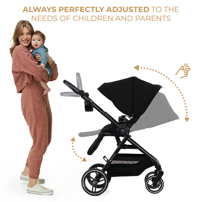 Kinderkraft YOXI бебешка количка 3в1 PURE BLACK