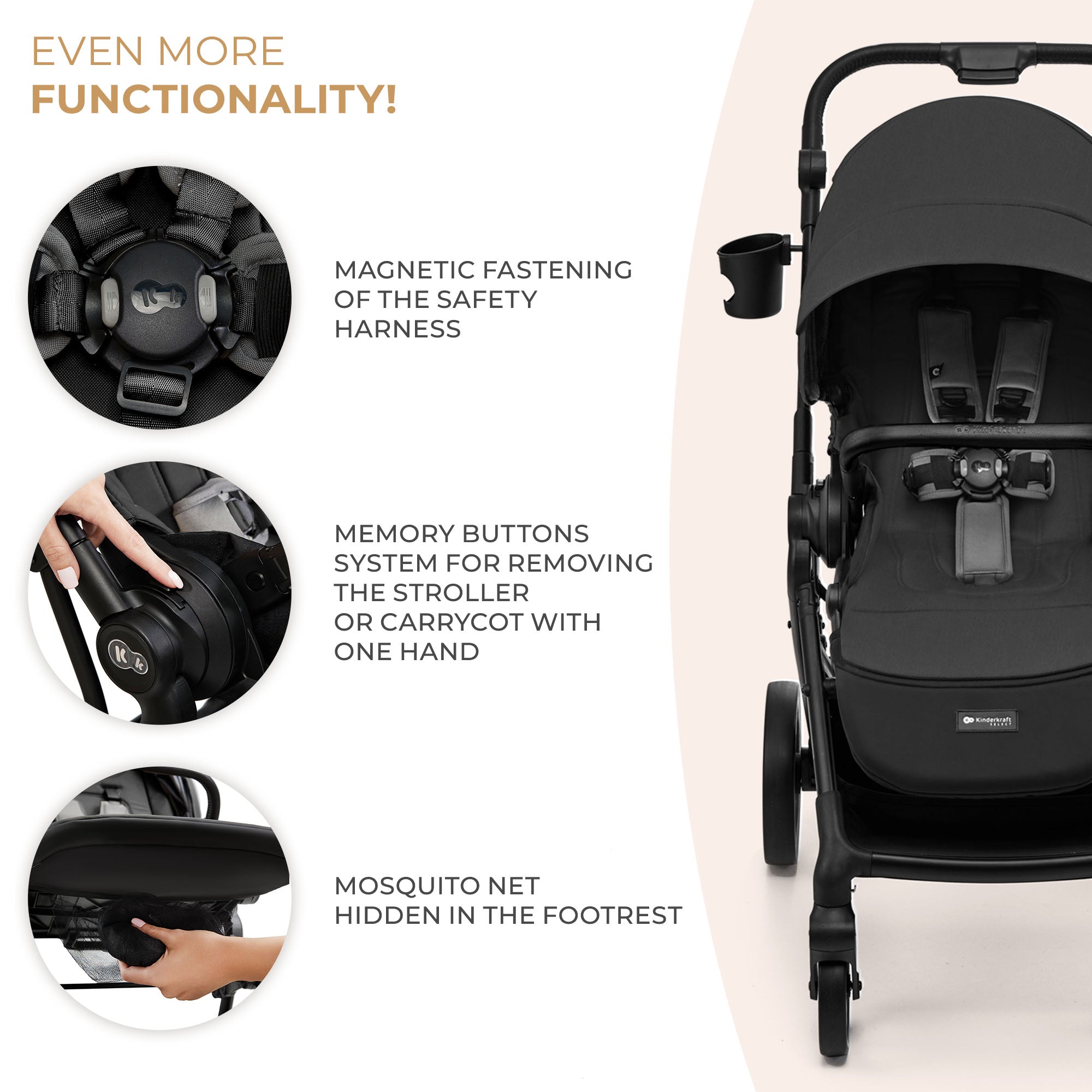 Kinderkraft YOXI бебешка количка 3в1 MOONLIGHT GREY