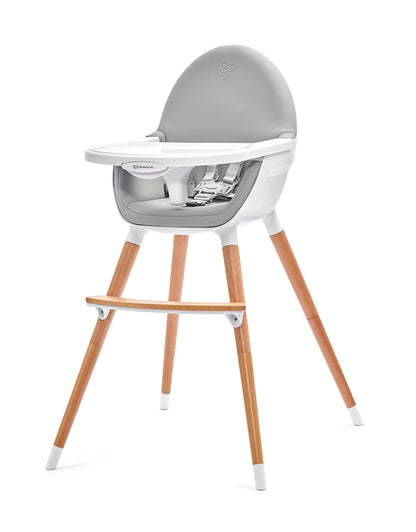 KinderKraft столче за хранене 2IN1 FINI сиво/дървени крака