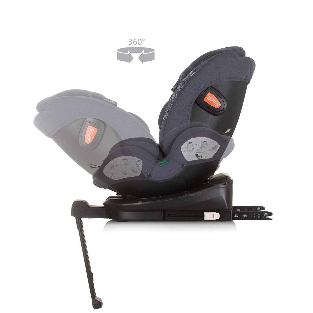 Chipolino Столче за кола 360 I-size 40-150 ТОРИНО гранит