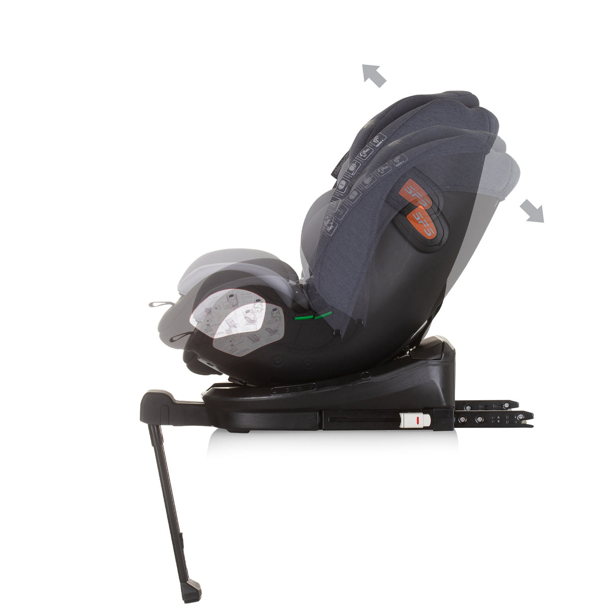 Chipolino Столче за кола 360 I-size 40-150 ТОРИНО сиво ми