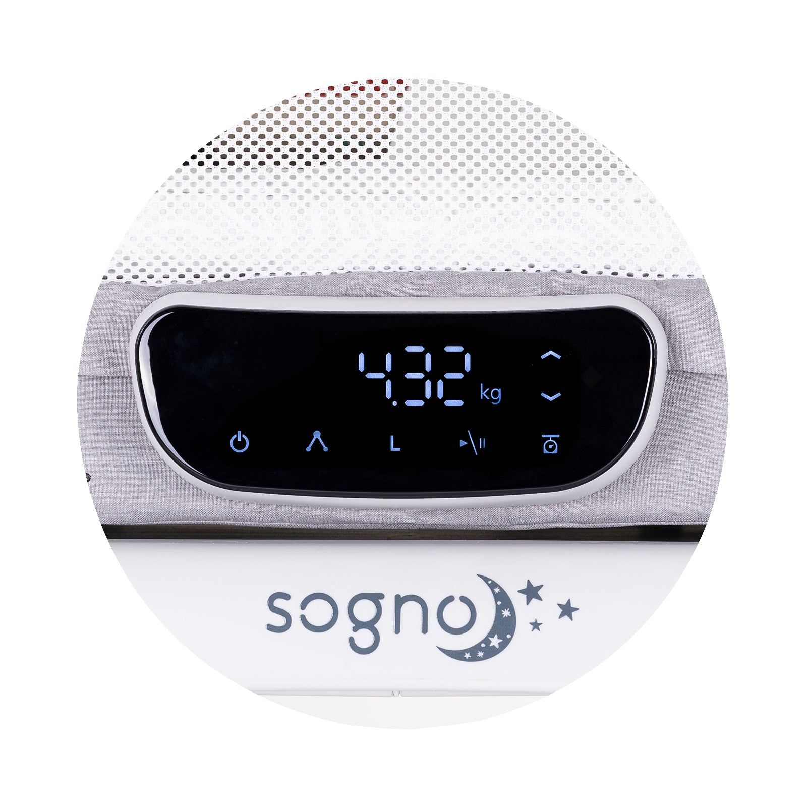 Chipolino Кошара-люлка с LED дисплей "Sogno" сива