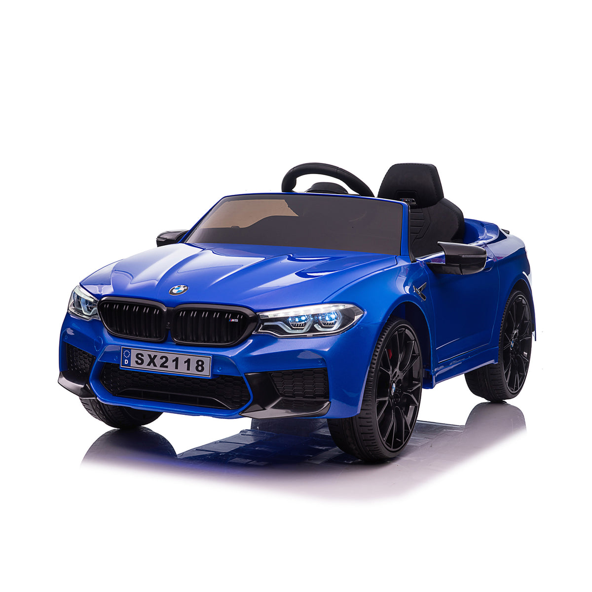 Chipolino Електрическа кола BMW M5 синя, EVA гуми, кожена