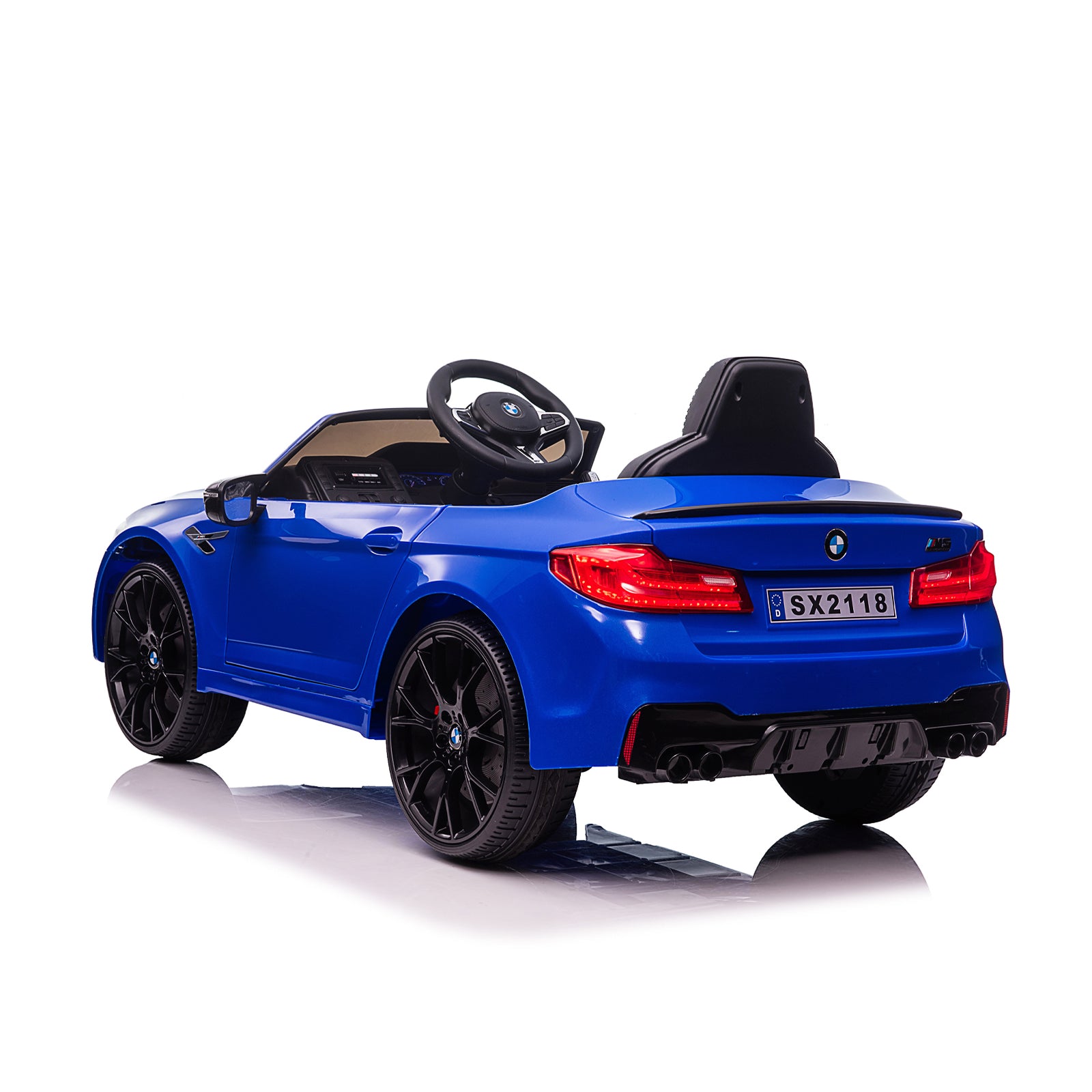 Chipolino Електрическа кола BMW M5 синя, EVA гуми, кожена