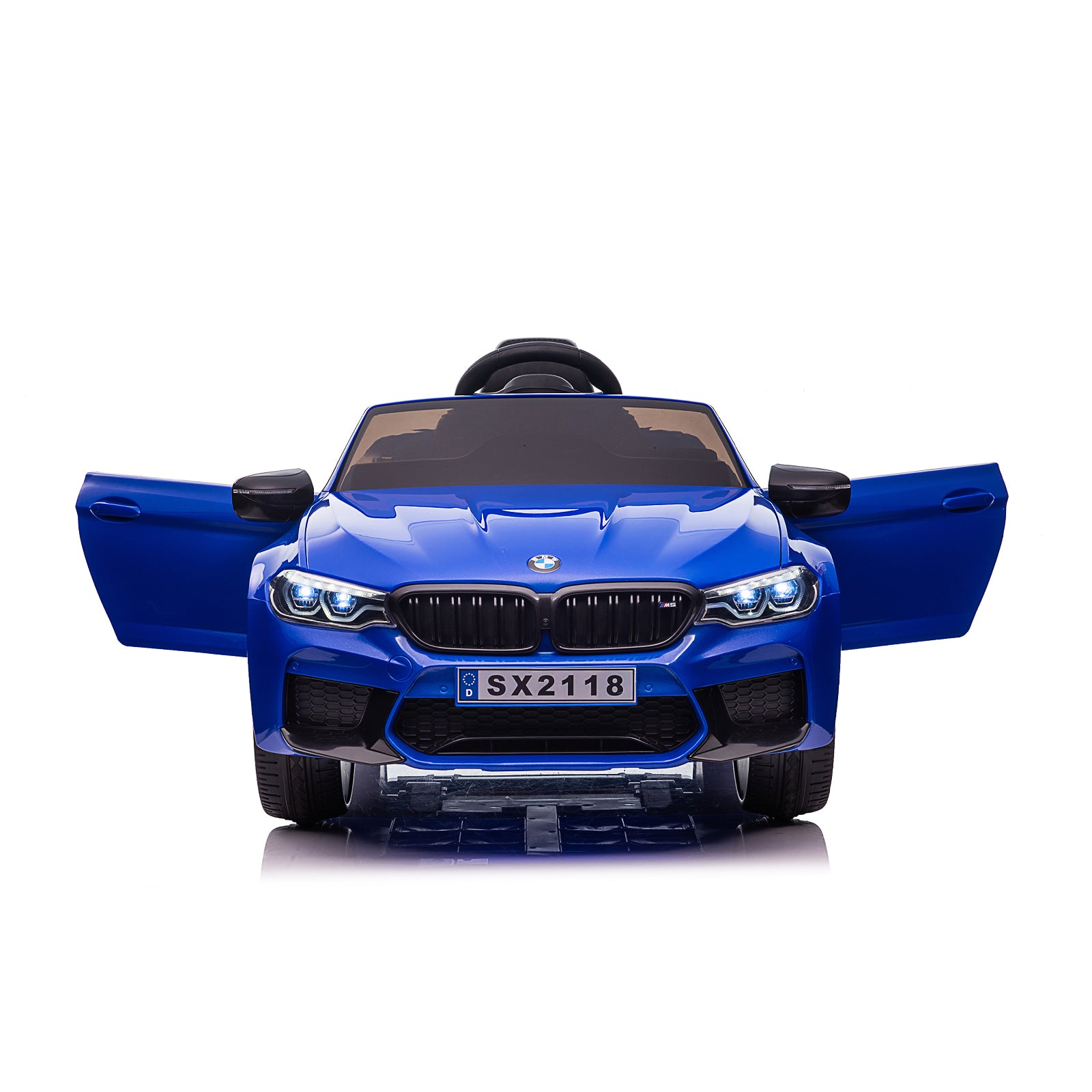 Chipolino Електрическа кола BMW M5 синя, EVA гуми, кожена