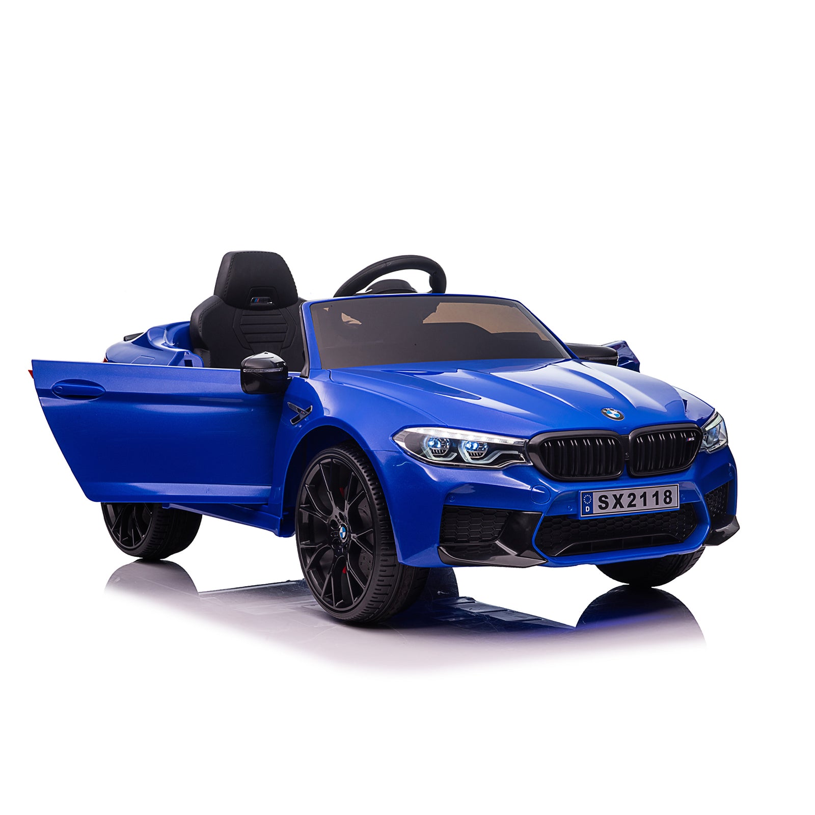 Chipolino Електрическа кола BMW M5 синя, EVA гуми, кожена