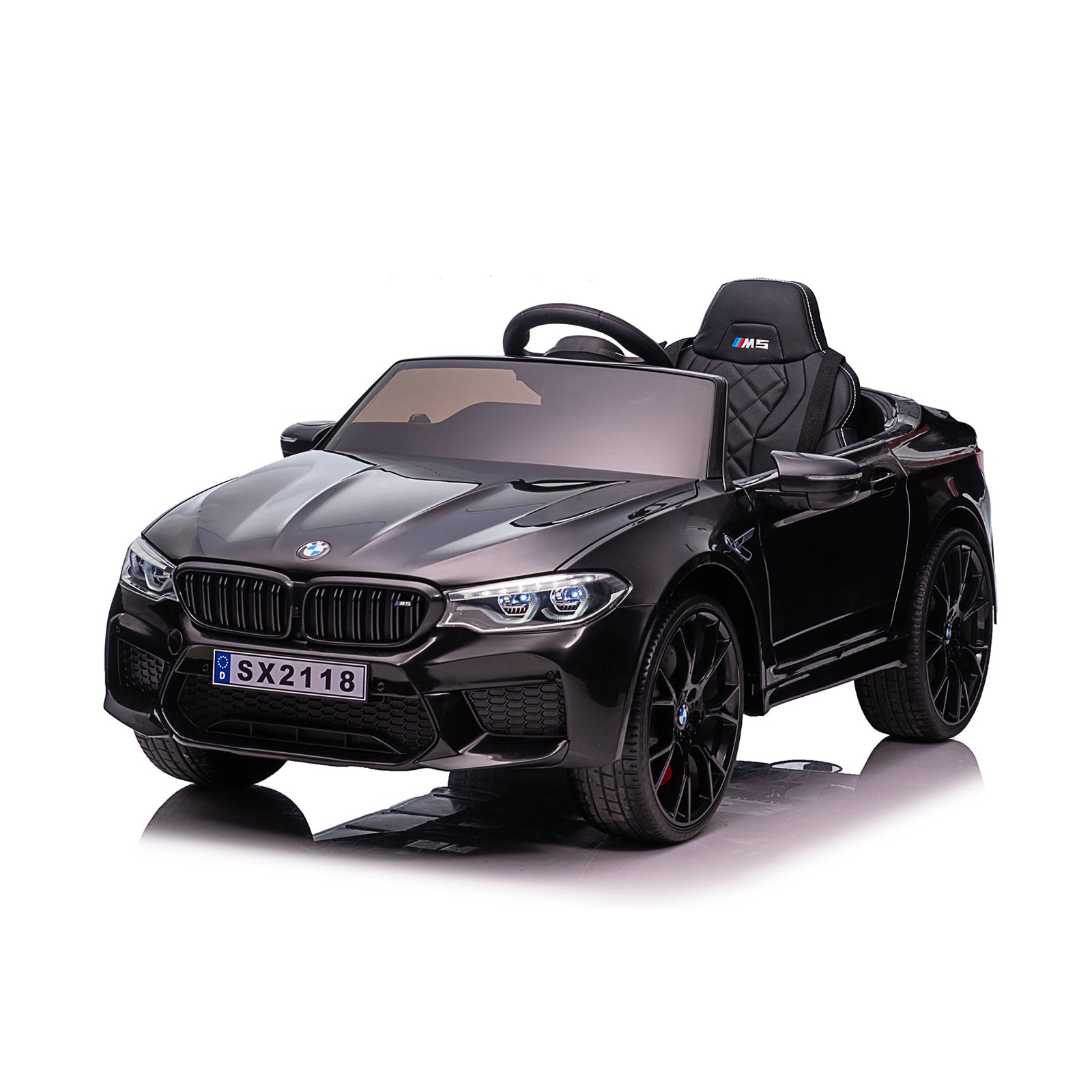 Chipolino Електрическа кола BMW M5 черна, EVA гуми, кожена