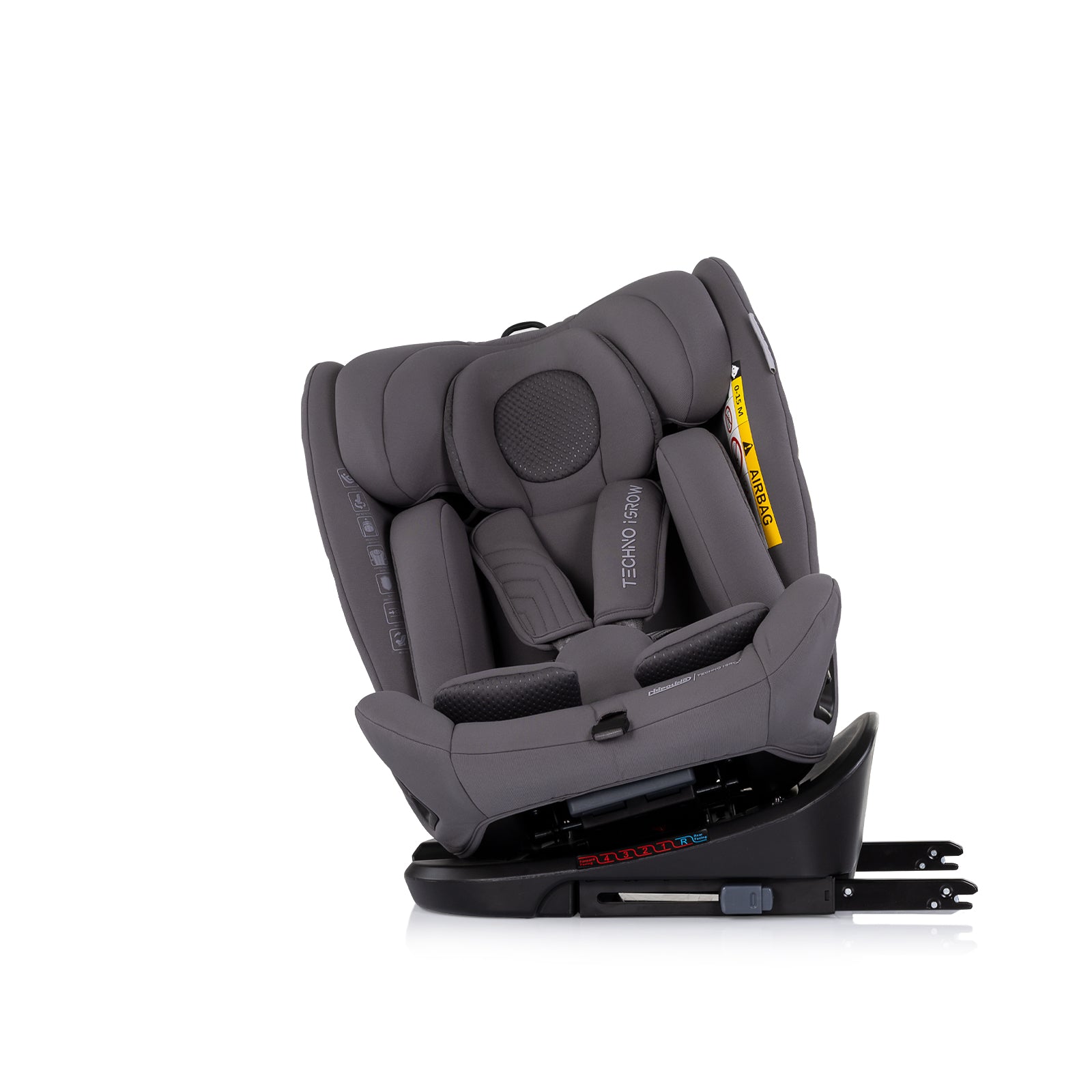 Chipolino Столче за кола360 I-size40-150 Techno iGROW сив