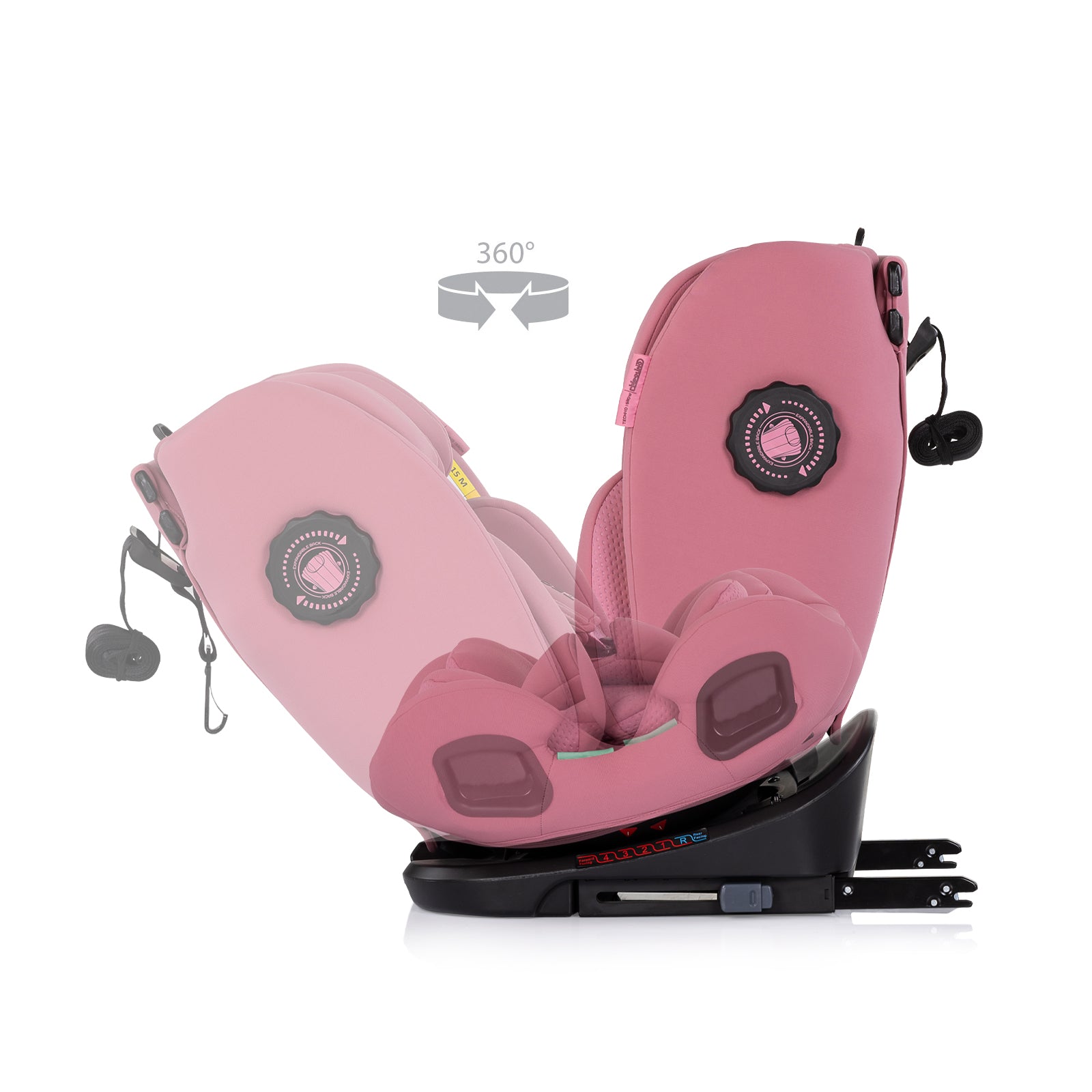 Chipolino Столче за кола360 I-size40-150 Techno iGROW роз