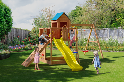Fungoo 05130 TREEHOUSE дървена детска площадка с пързалка и люлки