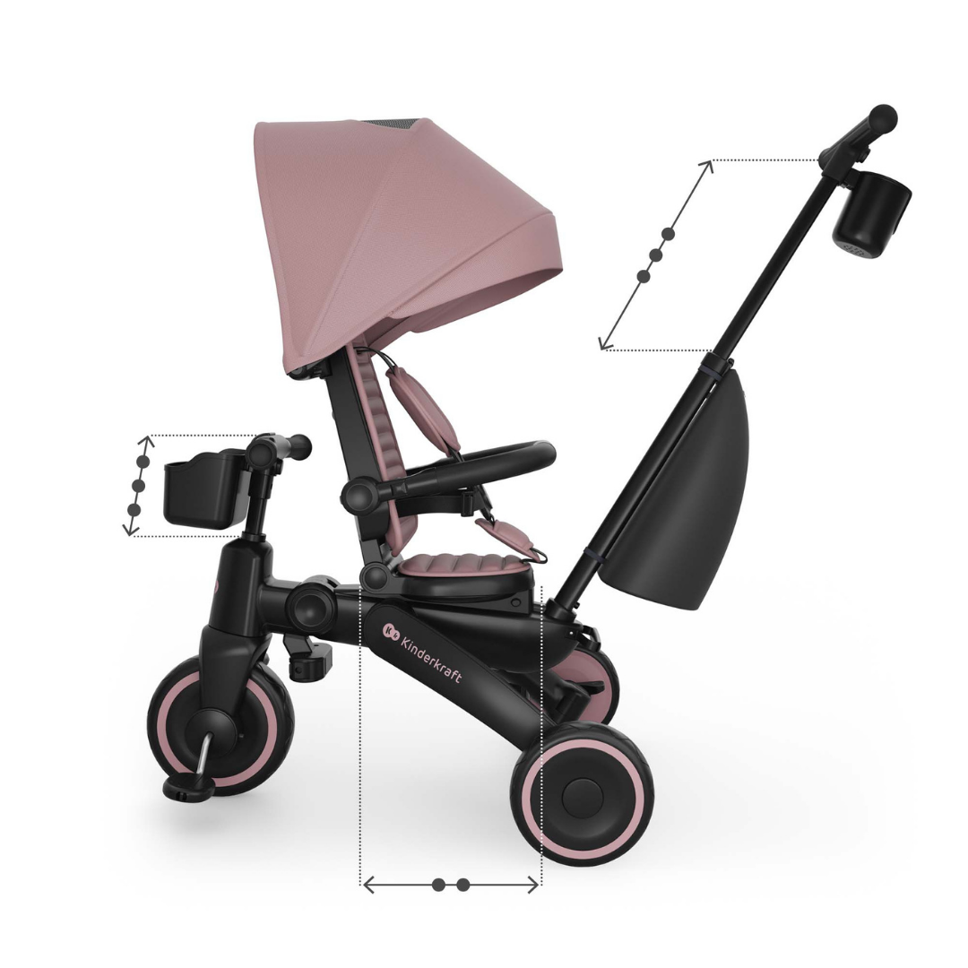 KinderKraft JAZZ 3 сгъваема триколка РОЗОВА