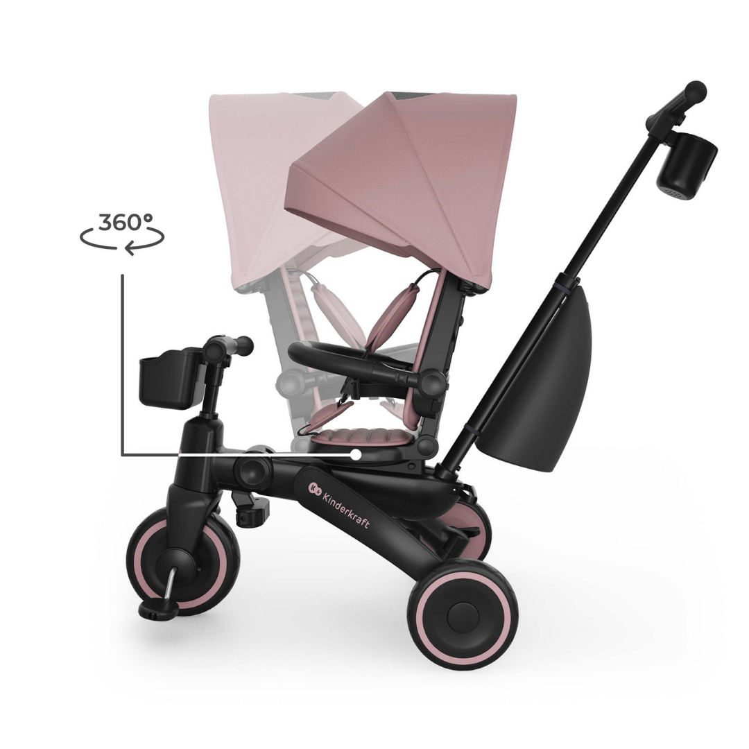 KinderKraft JAZZ 3 сгъваема триколка РОЗОВА