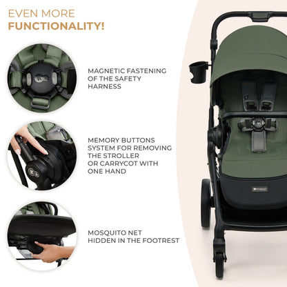 Kinderkraft YOXI бебешка количка 3в1 MYSTIC GREEN