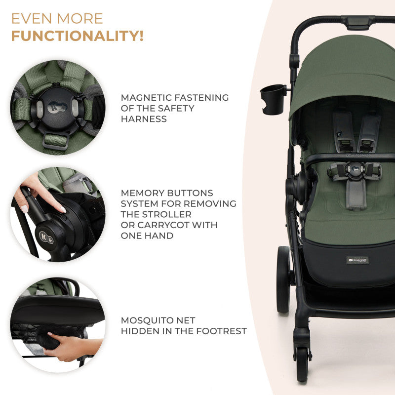 Kinderkraft YOXI бебешка количка 3в1 MYSTIC GREEN