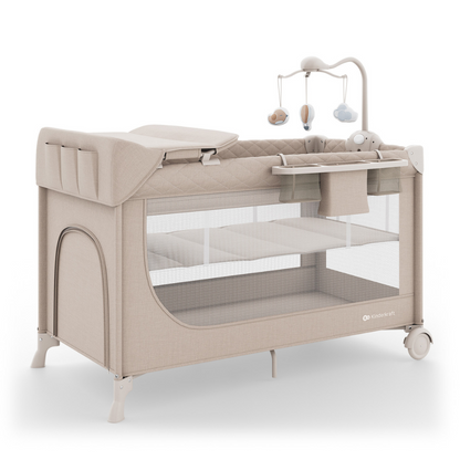 Kinderkraft LEODY UP сгъваема бебешка кошара с аксесоари BEIGE