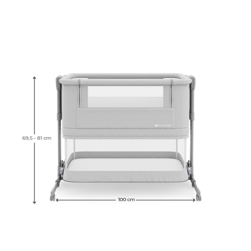 KinderKraft NESTE GROW 2 бебешка кошара LIGHT GREY