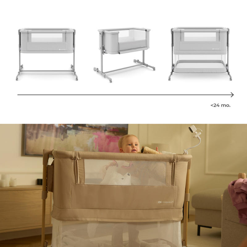 KinderKraft NESTE GROW 2 бебешка кошара LIGHT GREY